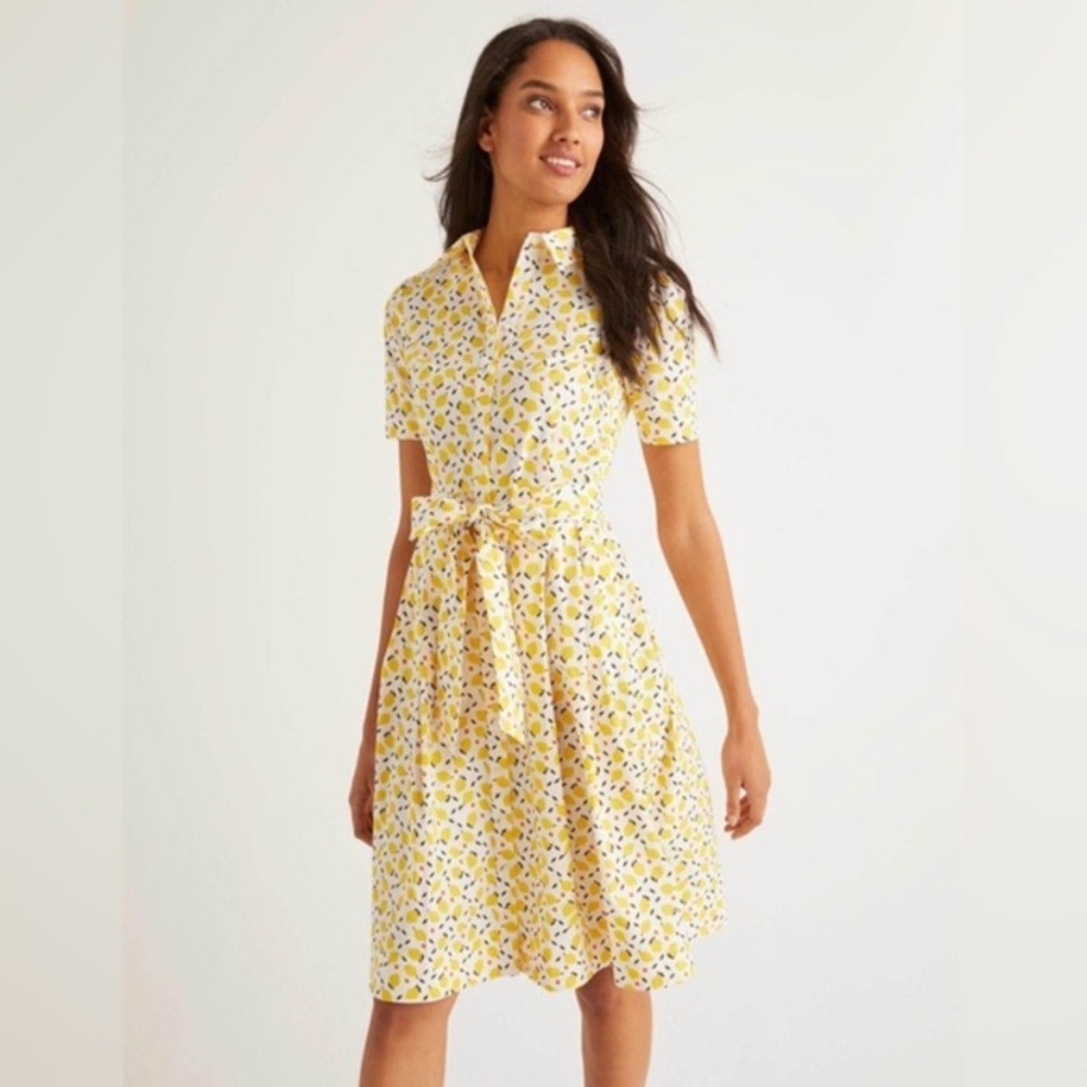 Boden Yellow Floral Shirt‑Dress